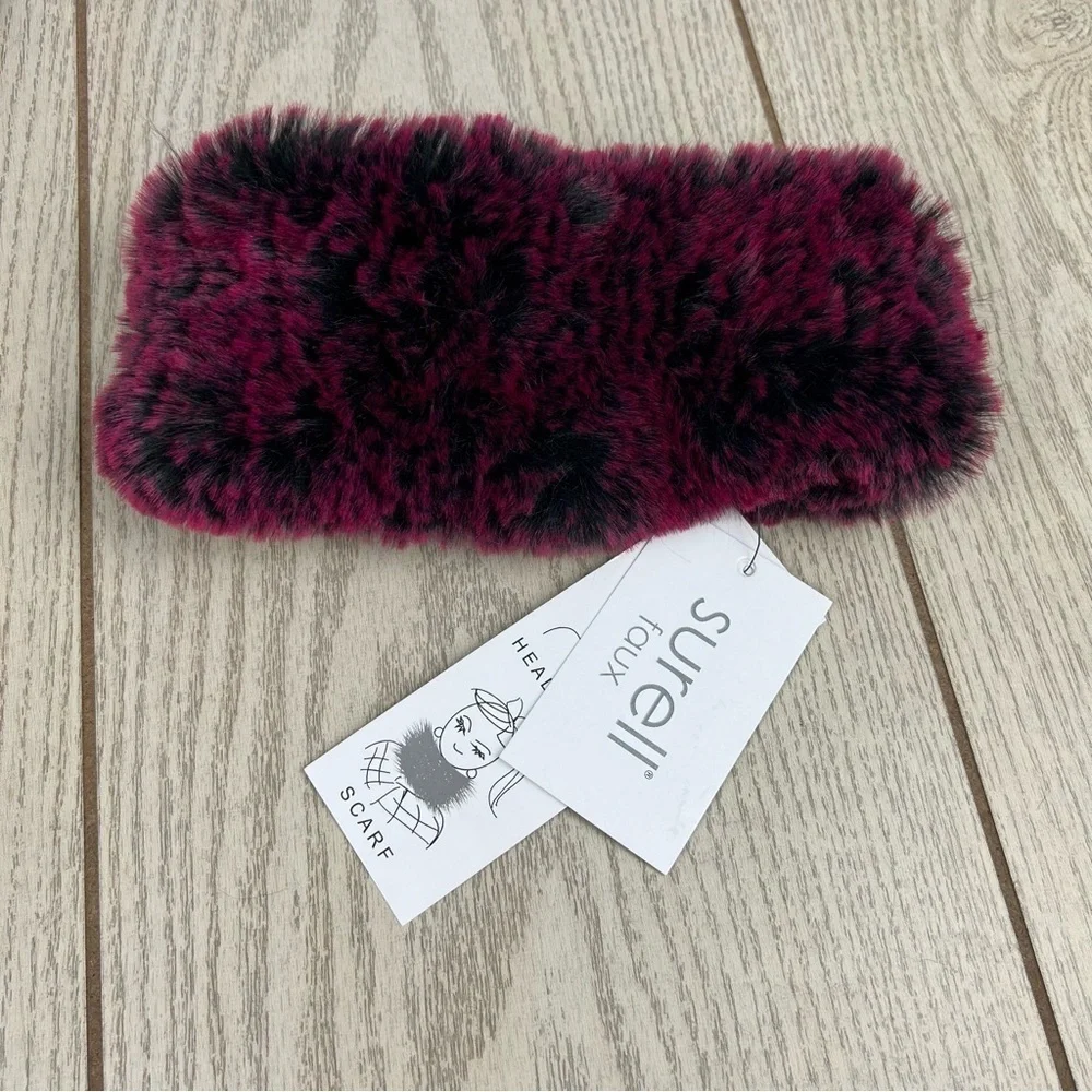 Surell Rex Rabbit Faux Fur Knit Stretch Headband OS Raspberry $65